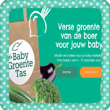 Klik HIER en vraag Gratis Baby Groententas proberen voor 8 weken lang Gratis Baby Groententas