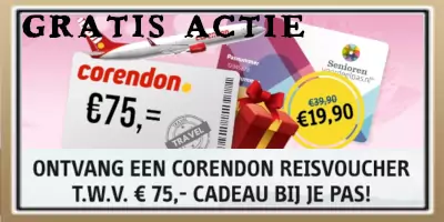Klik HIER voor Gratis Corendon reis cheque van €75 bij Seniorenpas Gratis Corendon reis cheque van €75 bij Seniorenpas